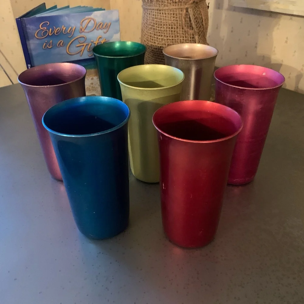 NORBEN WARE | Kitchen | Vintage 7 Colored Metal Aluminum Tumblers 96s All  Marked Norben Ware | Poshmark